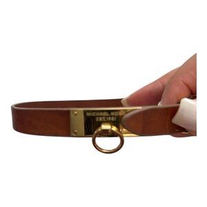 Michael Kors Tan Leather Bracelet with Gold Ring